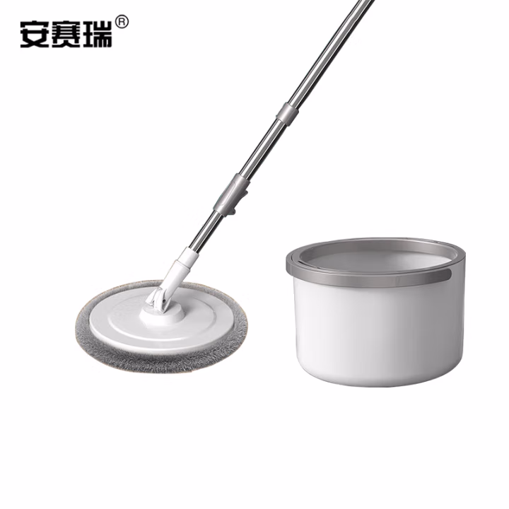 安赛瑞 7A00367 污分离旋转拖平板吸水拖 手压式自甩水地拖墩布2个头 旋转拖把 (计价单位：把) 灰色