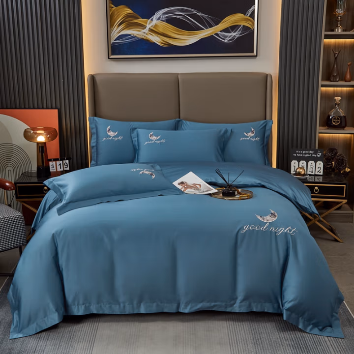 汉司家纺 60S长绒棉绣花夜之梦 220*240 床上套件 (计价单位：套) 宾利蓝
