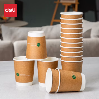 得力(deli) 19204 280ml 双层纸杯 一次性纸杯 20.00 个/包 (计价单位：包) 棕色