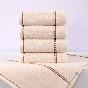 鲸轩 M604 34*74cm 120g   春风十里精梳棉提缎 毛巾 (计价单位：条) 米色