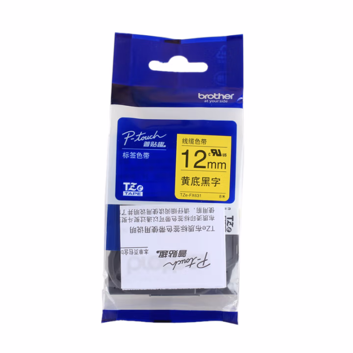 兄弟(brother) TZE-FX631   12mm*8m   线缆标签 标签色带 (计价单位：个) 黄底黑字