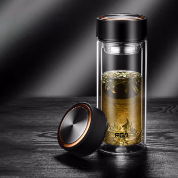 富光(FUGUANG) WFB1020-500 500ml黑 双层玻璃杯 (计价单位：个) 黑色