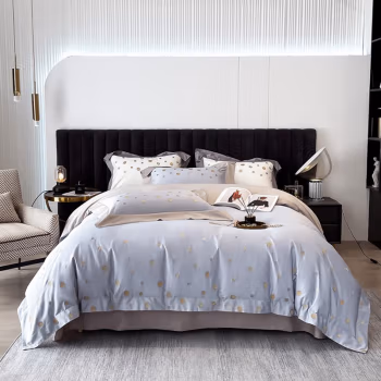 伊伊爱 DTJ0KL02201663 /200*230cm 140支长绒棉四件套 (计价单位：套) 波点-天蓝浅灰