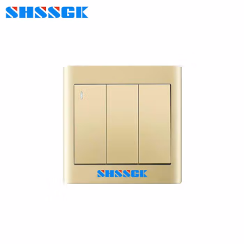 赛时工控(SHSSGK) SKS8-E2132 三位单极带荧光开关面板 照明开关 (计价单位：个) 金色