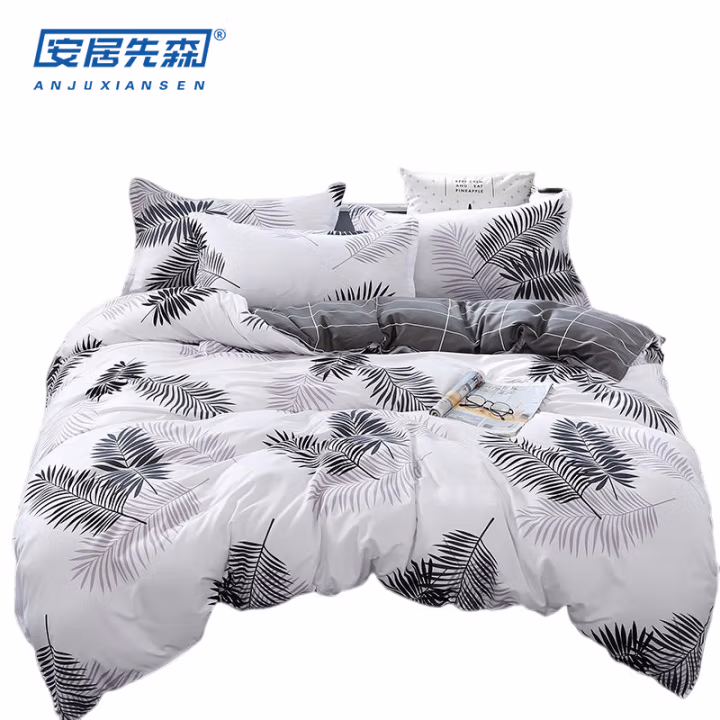 安居先森 C1067 亲肤植物棉印花双人床四件套活性印染 (计价单位：套) 白色