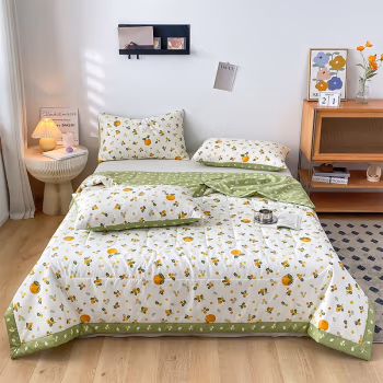 婵思 CHJC230244L 200*230cm 包边设计绗缝固定全棉夏凉被 1.00 件/条 (计价单位：条) 砂糖橘