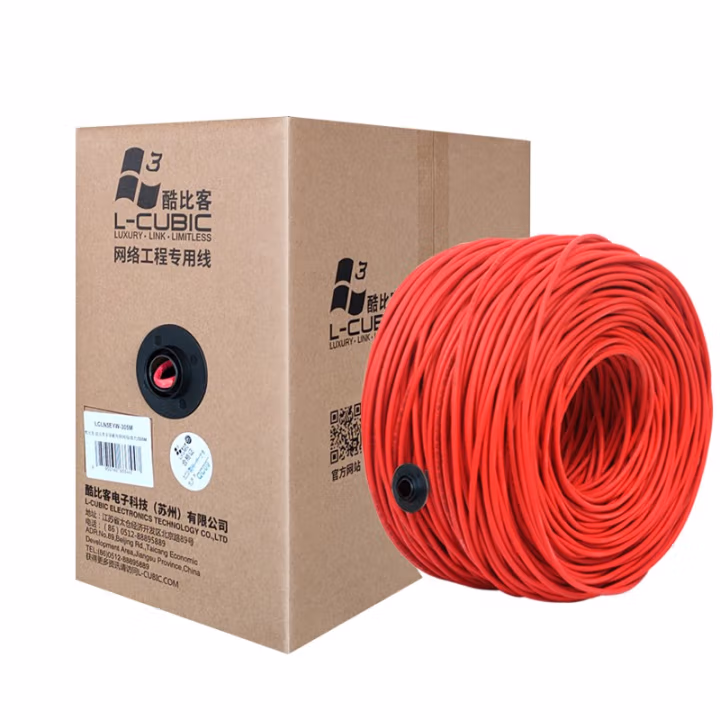 酷比客(L-CUBIC) LCLN5ERD-305M 305m 超五类 纯铜非屏蔽成箱网线 305.00 米/箱 (计价单位：箱) 红色
