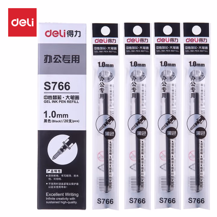 得力(deli) S766 1.0mm 中性笔替芯 (计价单位：支) 黑