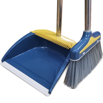 安赛瑞 711288 不锈钢可拆卸撮箕笤帚 家庭办公室梳齿型扫地刷 扫把簸箕套装 1.00 把/套 (计价单位：套) 蓝色