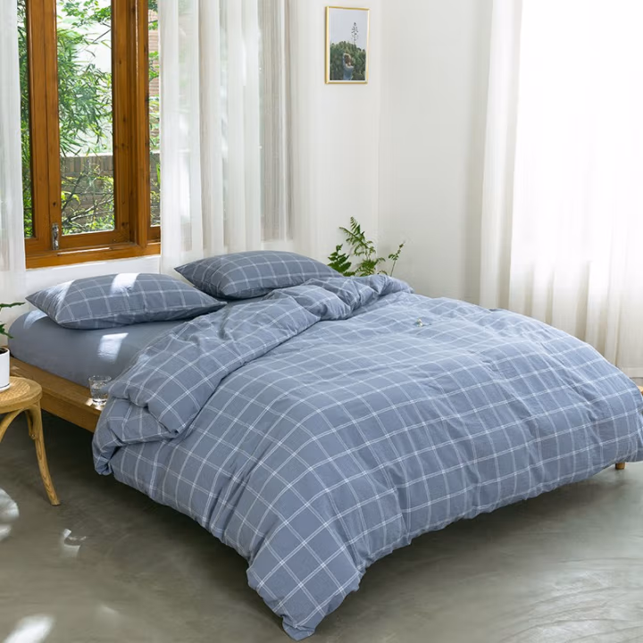 伊伊爱 CMTJ-9SXM-001 /200*230cm 四件套简约水洗棉床单款 (计价单位：套) 蓝格系列