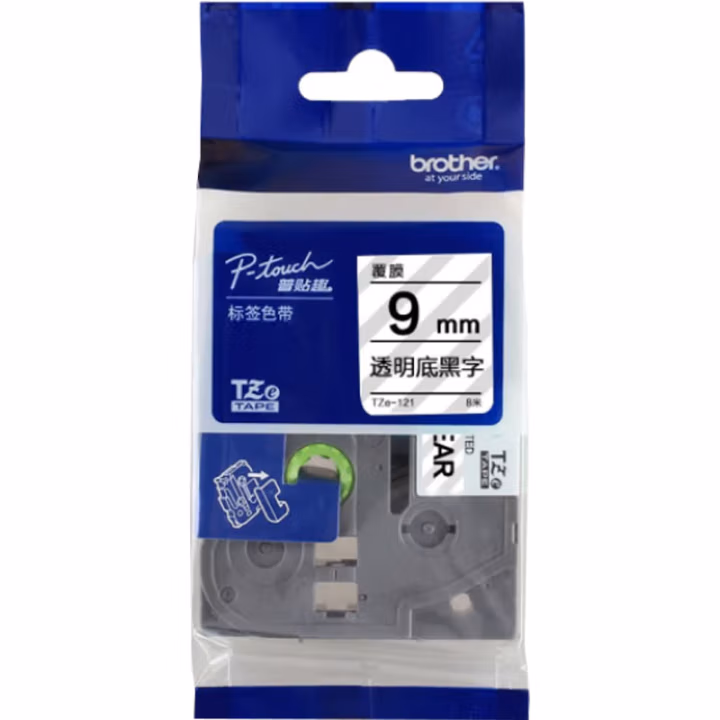 兄弟(brother) TZE-121   9mm*8m 标签色带 (计价单位：个) 透明底黑字