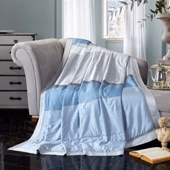伊伊爱 B2000133 200*230cm 天丝莫代尔系列 夏被 新款条纹格子系列 夏凉被 棉被 (计价单位：件) 简约时光-兰