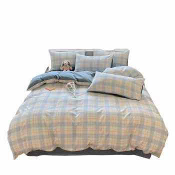 纺语柔 F1080 四件套 床上套件 (计价单位：套) 蓝白小格