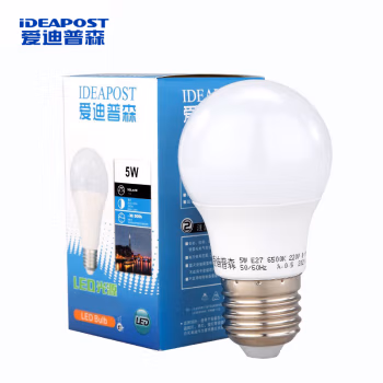 爱迪普森(IDEAPOST) XSBL-5W  E27  6500K  220V  商用节能灯吊灯台灯高亮灯泡 led灯泡圆泡 (计价单位：个) 白色