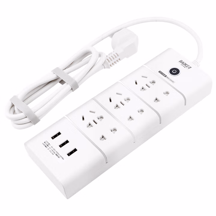 宝克(BAOKE) K213 3米 六插位 总控开关 接线板 (计价单位：个) 白色