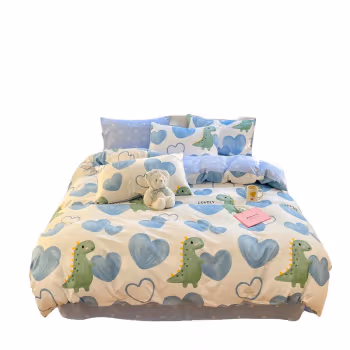 纺语柔 F1069 三件套 床上套件 (计价单位：套) 蓝色小恐龙
