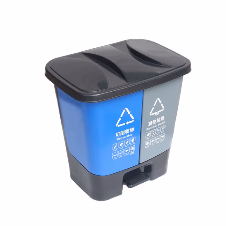 超灵 CL-15 塑料脚踏式双桶分类 垃圾桶 (计价单位：个) 蓝灰色