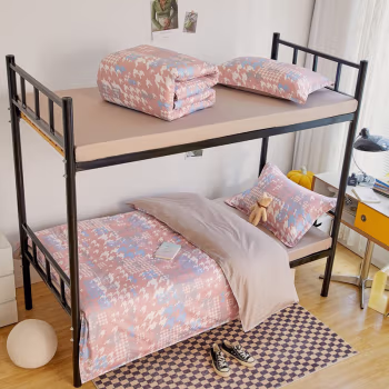 伊伊爱 TJ0NH02201804/160*210cm 纯棉印花三件套 (计价单位：套) 千鸟格-粉