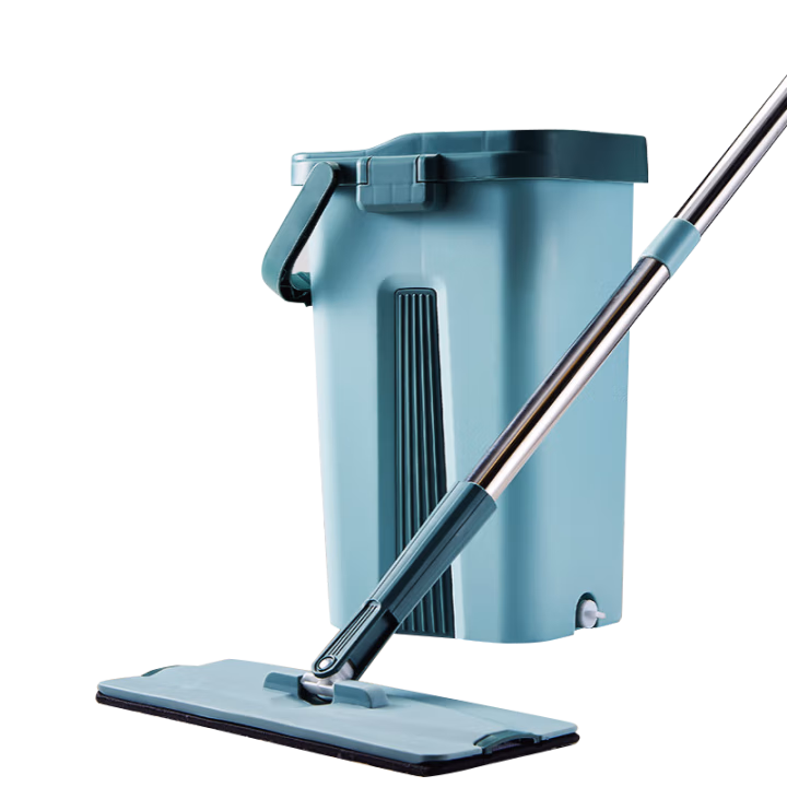 安赛瑞 711498免手洗平板拖把带挤水桶 办公室物业瓷砖木地板吸水拖布 拖把桶套装 1.00 把/套 (计价单位：套) 绿色