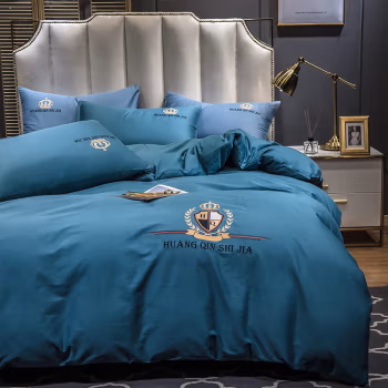 皇寝世家 HQ-SJT1811 刺绣长绒棉套件 被套200*230cm 四件套 (计价单位：套) 石蓝