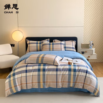 婵思 CMB0230182 200*230cm 全棉斜纹加密条格四件套 (计价单位：套) 曼雷诗