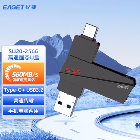 忆捷（EAGET） SU20-256G Type-c USB3.2 Gen2双接口 U盘 (计价单位：个) 锖色