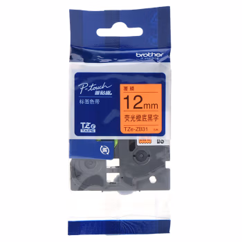 兄弟(brother) TZe-ZB31 12mm 标签机色带 1.00 个/卷 (计价单位：卷) 荧光橙底黑字