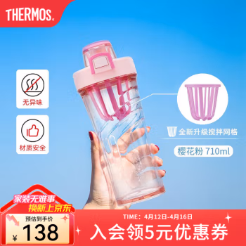 膳魔师(THERMOS) TP4086 710ML Tritan 运动摇摇杯 (计价单位：个) 粉色