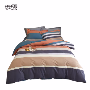 伊伊爱 TJ0HJC2201649 /200*230cm全棉加密条纹四件套 床上套件 (计价单位：套) 时光偶遇（桔）