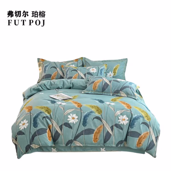 弗切尔珀榕 FZF0220618L 200*230cm 印花磨毛四件套 (计价单位：套) 花田飞舞-绿