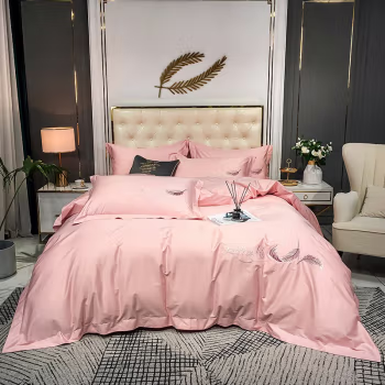 伊伊爱 T02000282 200*230cm飞羽系列50S纯棉 四件套 (计价单位：套) 湘妃粉