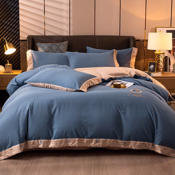 伊伊爱 TJ0HJC2101083 /200*230cm 吉赛尔全棉磨毛纯色绣花四件套 (计价单位：套) 风暴兰-耀砂金