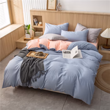 伊伊爱 TJ0JD02201639 /200*230cm宿舍双拼纯棉四件套 床上套件 (计价单位：套) 浅蓝+浅粉