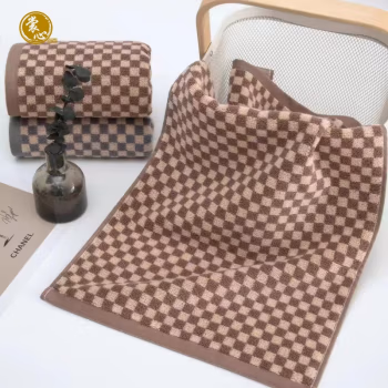 裳心 浴巾1条+毛巾2条 格子毛巾套装 毛巾 3.00 条/套 (计价单位：套) 咖啡灰