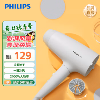 飞利浦(Philips) BHD378 3档风速 负离子 2100W 含上门 电吹风机 (计价单位：个) 白色