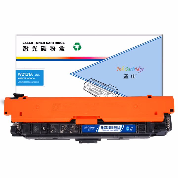 盈佳(Ink Cartridge) W2121A 212A 商专版 带芯片 4500页 适用于惠普HP M554/M555/M555X/MFP578 硒鼓(一体式) 1.00 只/支 (计价单位：支) 青色