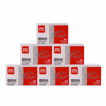 得力(deli) 0050 50mm 100枚/盒 回形针 (计价单位：盒) 银