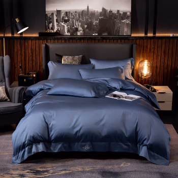 伊伊爱 T02000115 200*230cm吉系列 长绒棉刺绣素色 床上四件套 (计价单位：套) 皇嘉蓝
