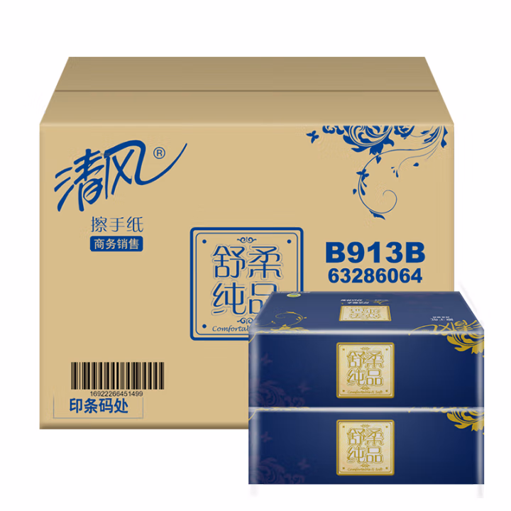 清风(APP) B913B 225*230mm 150张/包 1包/提 擦手纸 20.00 包/箱 (计价单位：箱)