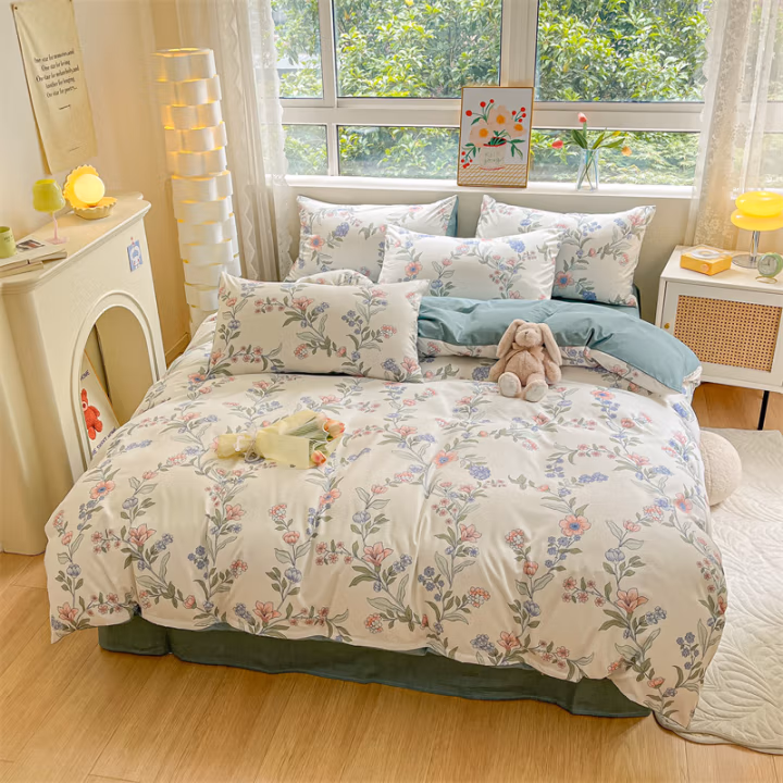 纺语柔 F1003 1.8m床 纯棉印花田园系列 床单被罩枕套四件套 (计价单位：套) 芳草集