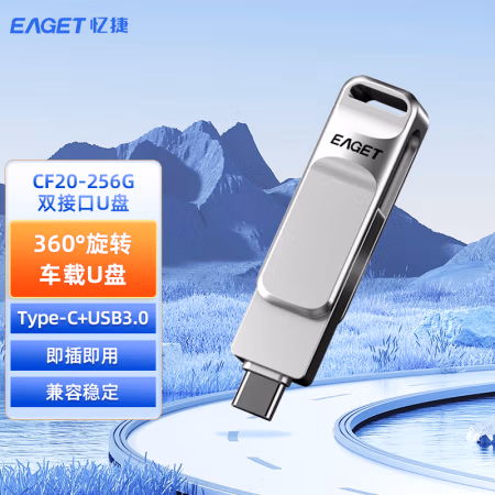 忆捷（EAGET） CF20-256G Type-C USB3.0 双接口 U盘 (计价单位：个) 珍珠镍
