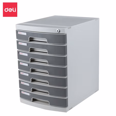 得力(deli) 8877 七层 带锁 桌面文件柜 (计价单位：个) 浅灰色