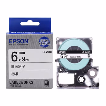 爱普生(Epson) LK-2WBN 6mm*9m 标签机色带 1.00 个/盒 (计价单位：盒) 白底黑字
