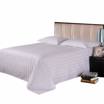 伊伊爱 TJ0JD02101183 150*215cm 酒店公寓值班室40S贡缎白色锻条床单 1.00 件/条 (计价单位：条) 白色缎条