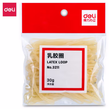 得力(deli) 3211乳胶圈30g/包 皮筋 (计价单位：盒) 黄色