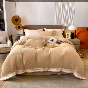 弗切尔珀榕 FKL0220499 200*230cm 兔耳绒刺绣典雅系列四件套 (计价单位：套) 绒典雅-卡其色