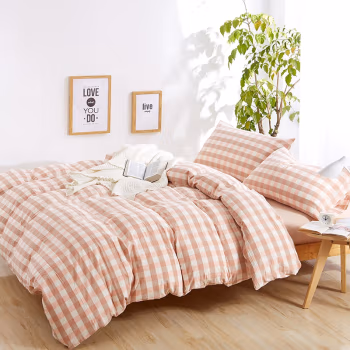 伊伊爱 CMTJ-16XK-114 /200*230cm 水洗棉时尚格子四件套 (计价单位：套) 粉色中格