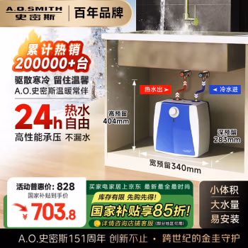 史密斯(A.O.SMITH) EWH-6B2  6L 2000W 二级能效 速热型 厨宝 (计价单位：台) 蓝白