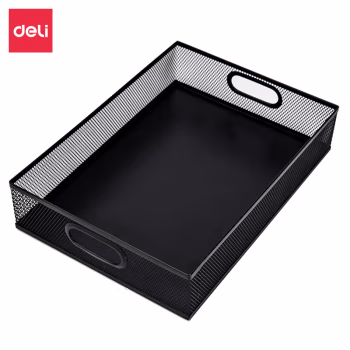 得力(deli) 79080 327*230*70mm 金属方形 收纳筐 (计价单位：个) 黑色