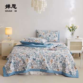 婵思 CLFS230212 200*230cm 全棉印花棉花夏被 1.00 件/条 (计价单位：条) 蓝风铃